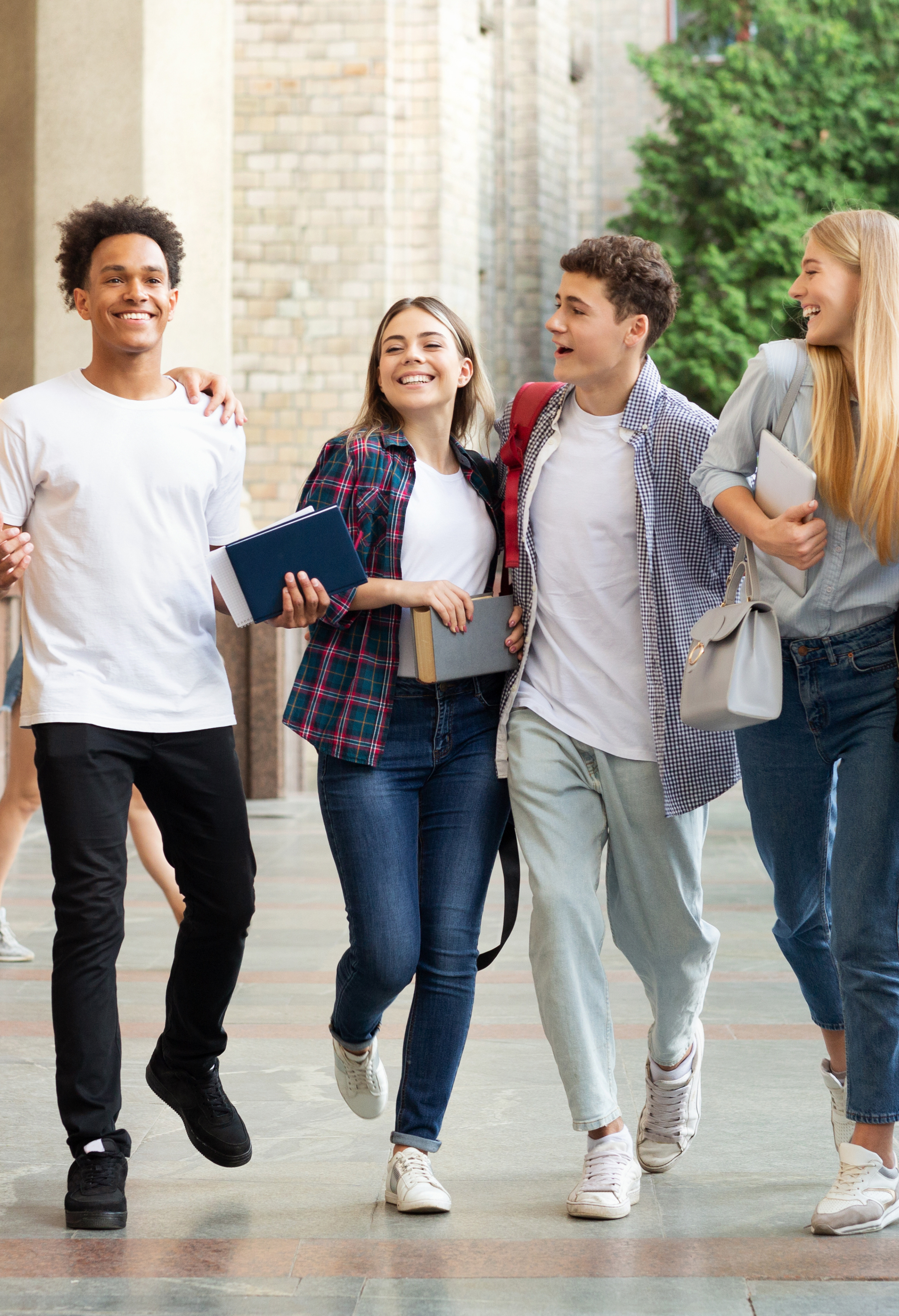 happy students walking